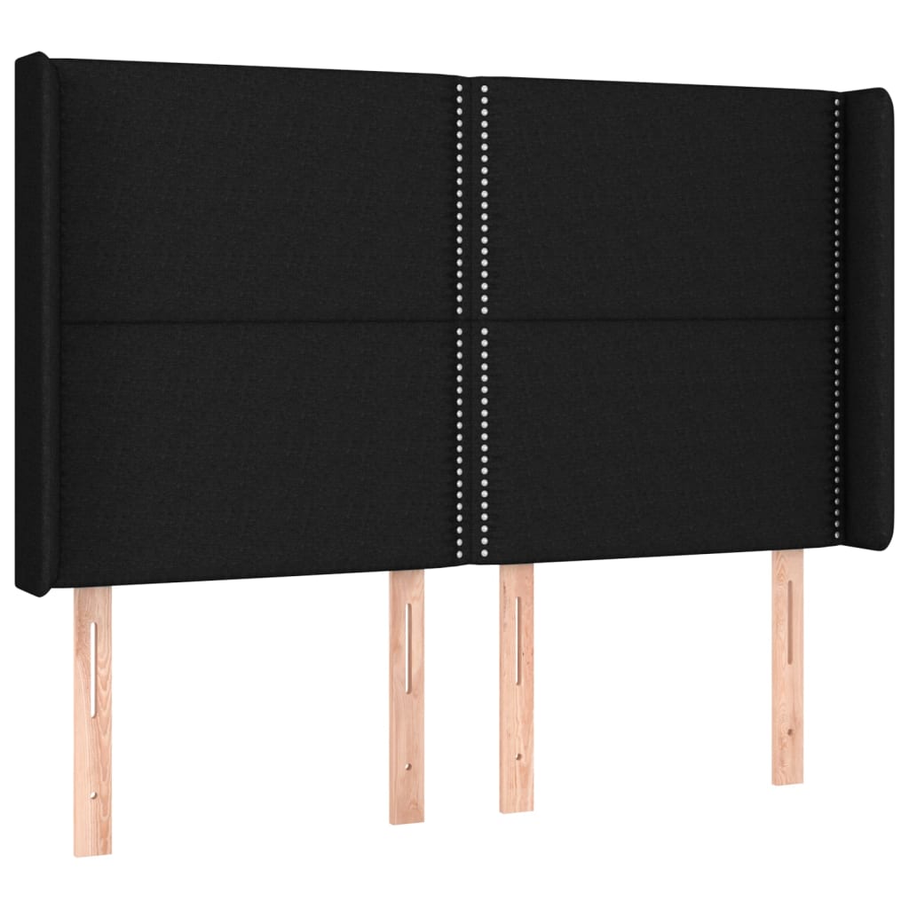 vidaXL Κρεβάτι Boxspring με Στρώμα & LED Μαύρο 140x190 εκ. Υφασμάτινο