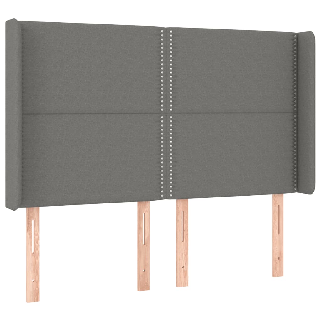 vidaXL Κρεβάτι Boxspring με Στρώμα & LED Σκ.Γκρι 140x200 εκ Υφασμάτινο