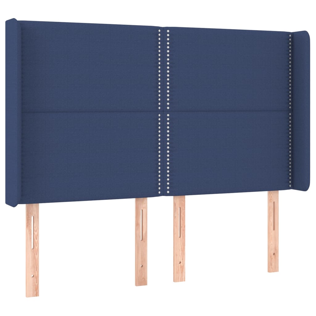 vidaXL Κρεβάτι Boxspring με Στρώμα & LED Μπλε 140x200 εκ. Υφασμάτινο