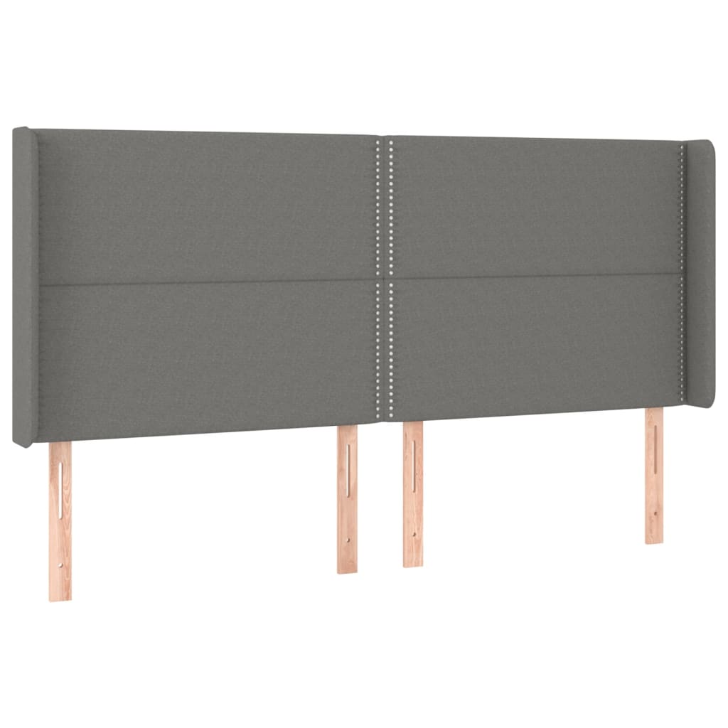 vidaXL Κρεβάτι Boxspring με Στρώμα & LED Σκ.Γκρι 180x200 εκ Υφασμάτινο
