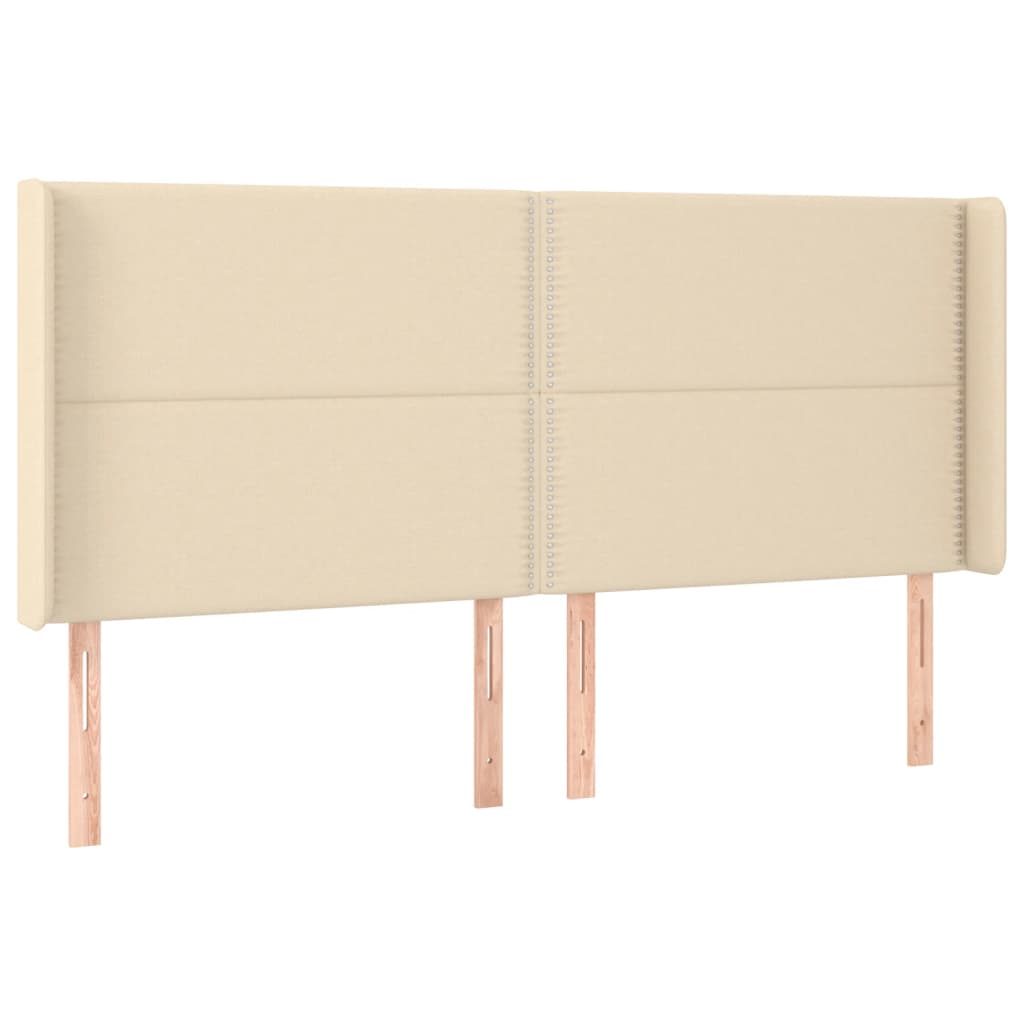 vidaXL Κρεβάτι Boxspring με Στρώμα & LED Κρεμ 180x200 εκ. Υφασμάτινο