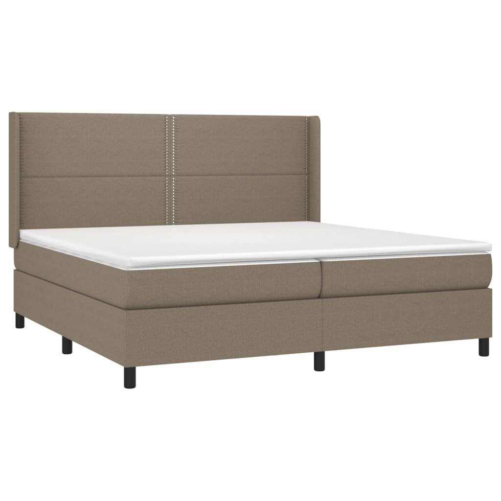 vidaXL Κρεβάτι Boxspring με Στρώμα & LED Taupe 200x200 εκ. Υφασμάτινο