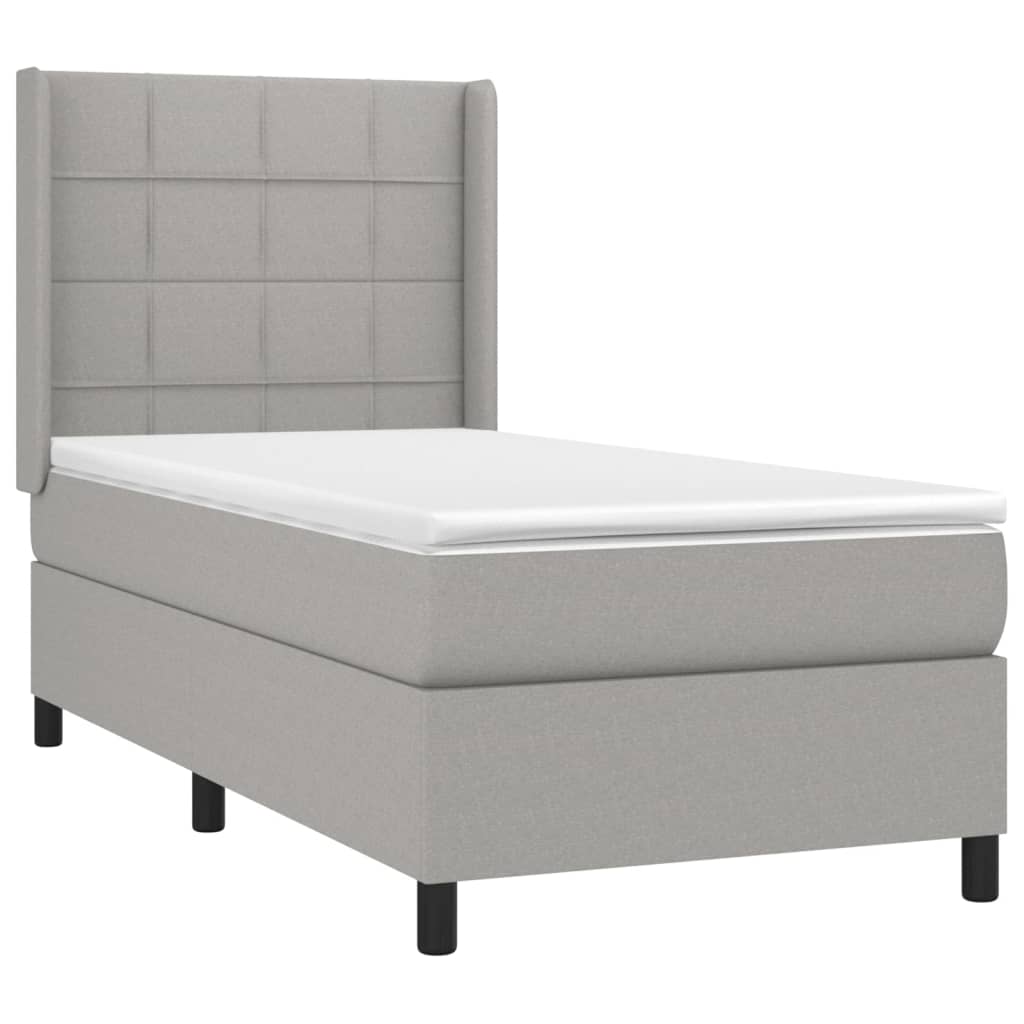 vidaXL Κρεβάτι Boxspring με Στρώμα & LED Αν.Γκρι 80x200 εκ. Υφασμάτινο