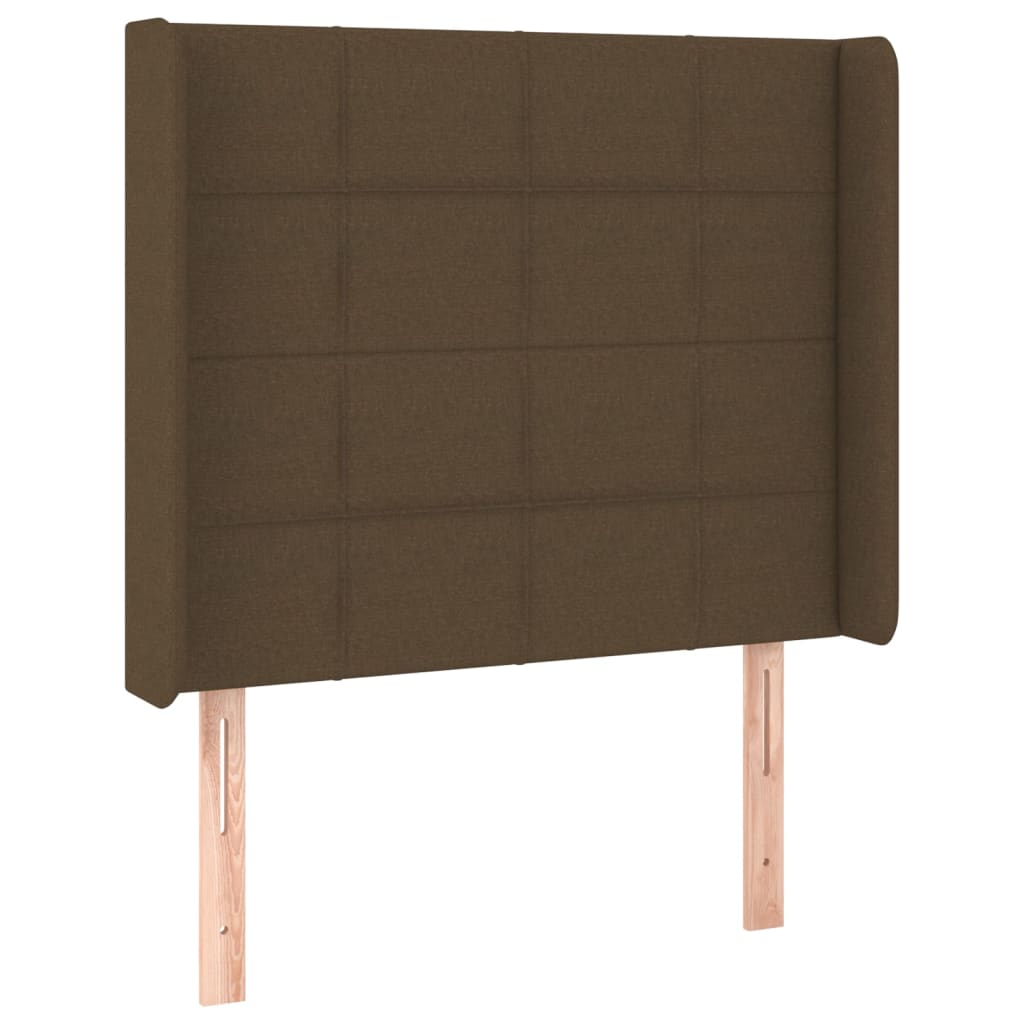 vidaXL Κρεβάτι Boxspring με Στρώμα & LED Σκ.Καφέ 90x200 εκ. Υφασμάτινο