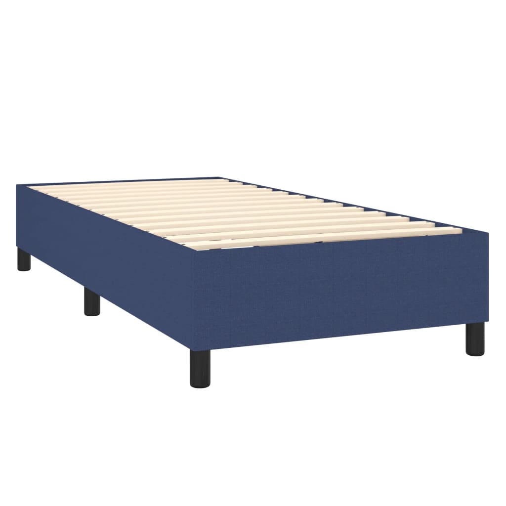 vidaXL Κρεβάτι Boxspring με Στρώμα & LED Μπλε 90x200 εκ. Υφασμάτινο