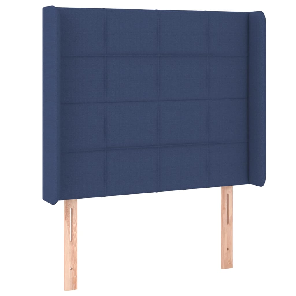 vidaXL Κρεβάτι Boxspring με Στρώμα & LED Μπλε 90x200 εκ. Υφασμάτινο