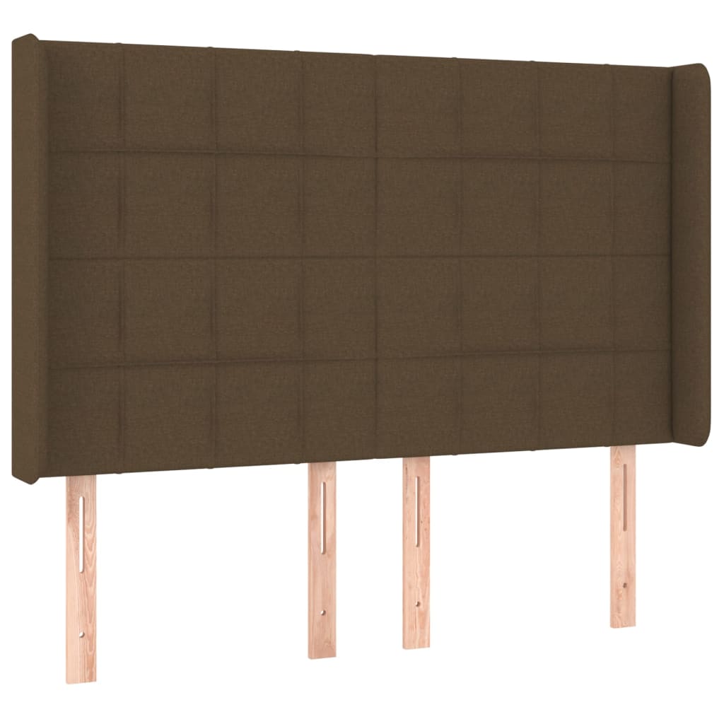 vidaXL Κρεβάτι Boxspring με Στρώμα & LED Σκ.Καφέ 140x190εκ. Υφασμάτινο