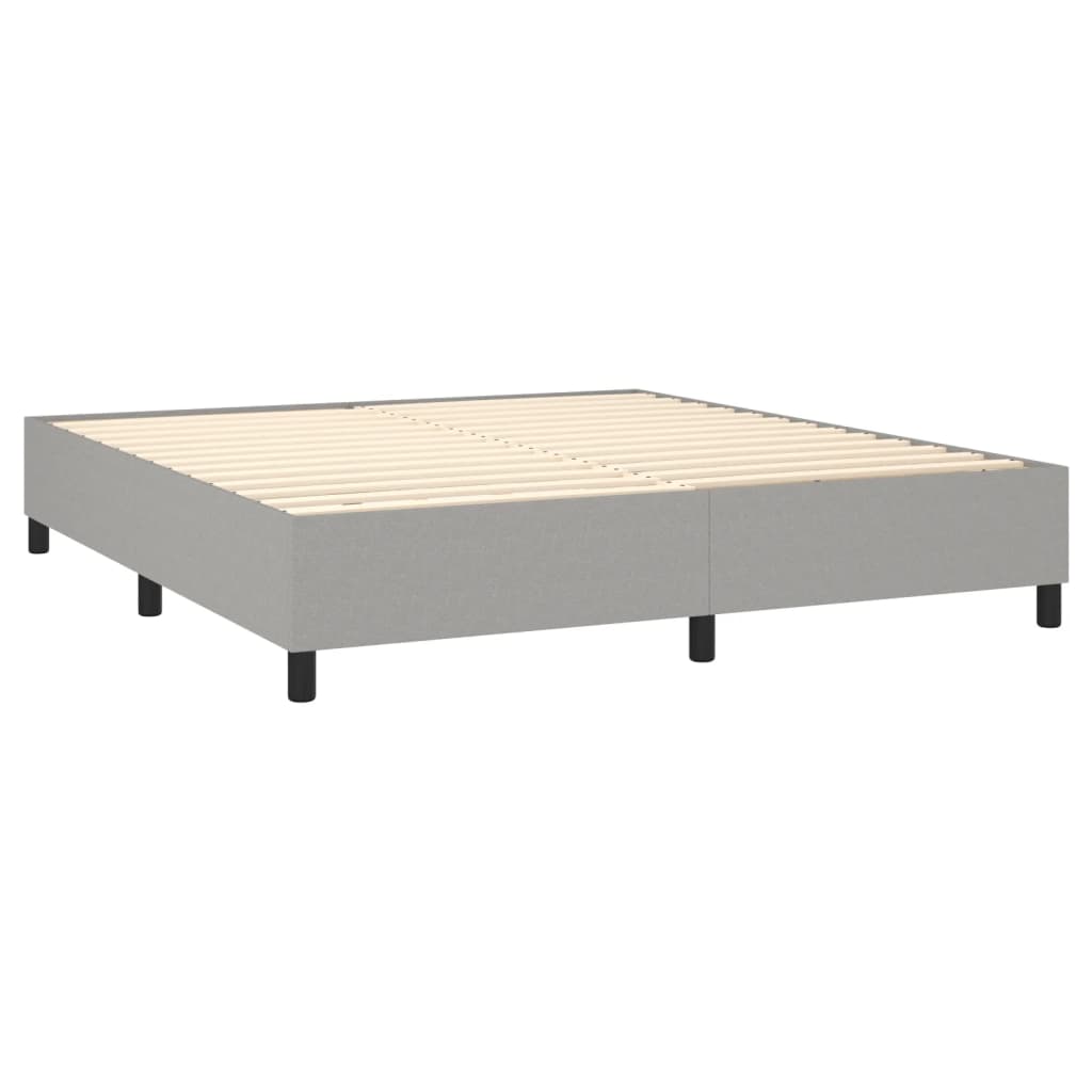 vidaXL Κρεβάτι Boxspring με Στρώμα & LED Αν.Γκρι 160x200εκ. Υφασμάτινο