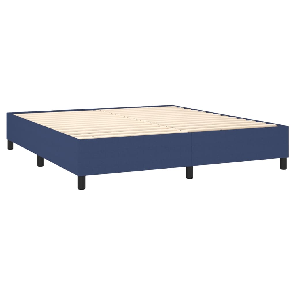 vidaXL Κρεβάτι Boxspring με Στρώμα & LED Μπλε 160x200 εκ. Υφασμάτινο