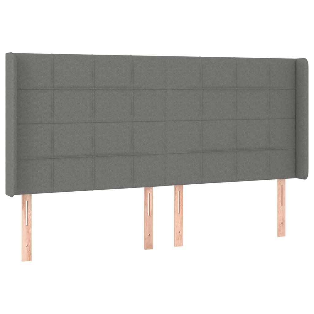 vidaXL Κρεβάτι Boxspring με Στρώμα & LED Σκ.Γκρι 180x200 εκ Υφασμάτινο