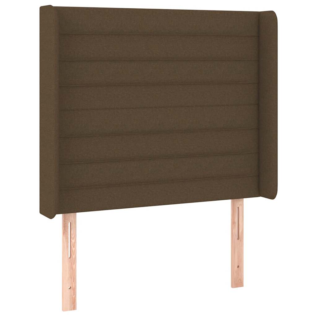 vidaXL Κρεβάτι Boxspring με Στρώμα & LED Σκ.Καφέ 90x200 εκ. Υφασμάτινο