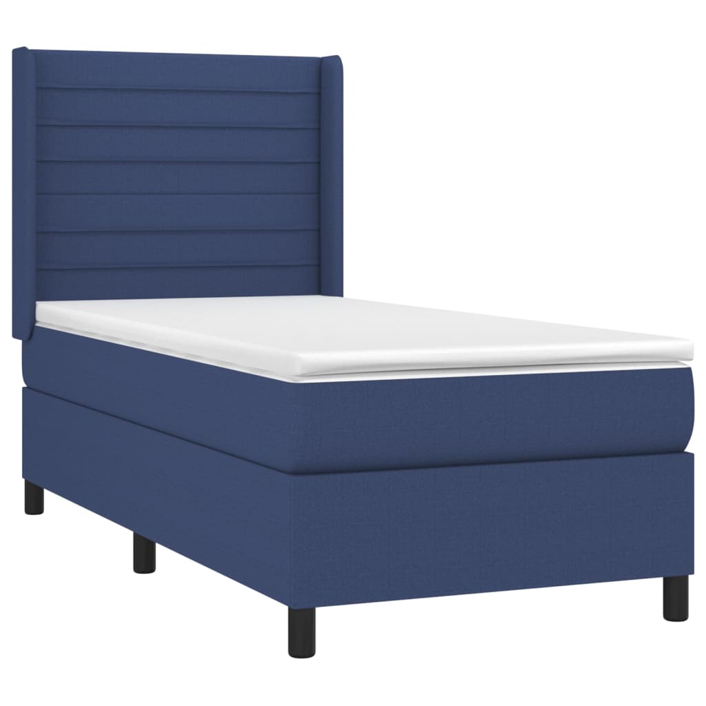 vidaXL Κρεβάτι Boxspring με Στρώμα & LED Μπλε 100x200 εκ. Υφασμάτινο