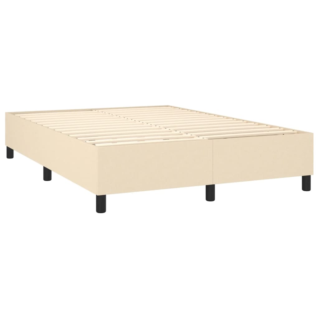 vidaXL Κρεβάτι Boxspring με Στρώμα & LED Κρεμ 140x190 εκ. Υφασμάτινο
