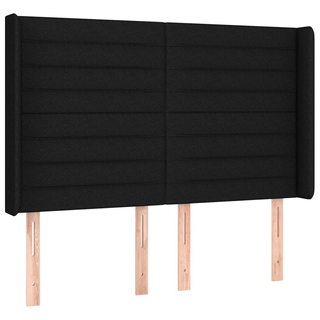 vidaXL Κρεβάτι Boxspring με Στρώμα & LED Μαύρο 140x200 εκ. Υφασμάτινο