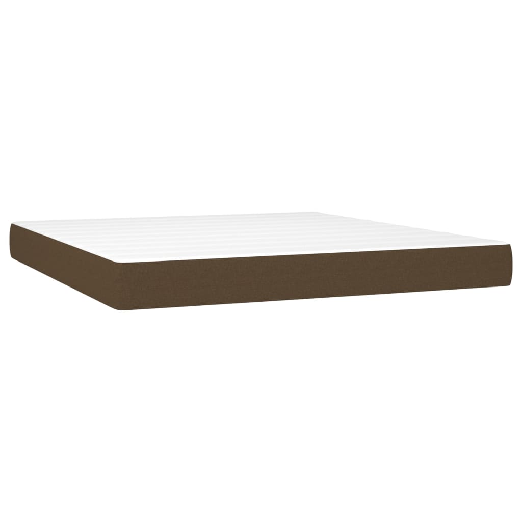 vidaXL Κρεβάτι Boxspring με Στρώμα & LED Σκ.Καφέ 160x200εκ. Υφασμάτινο