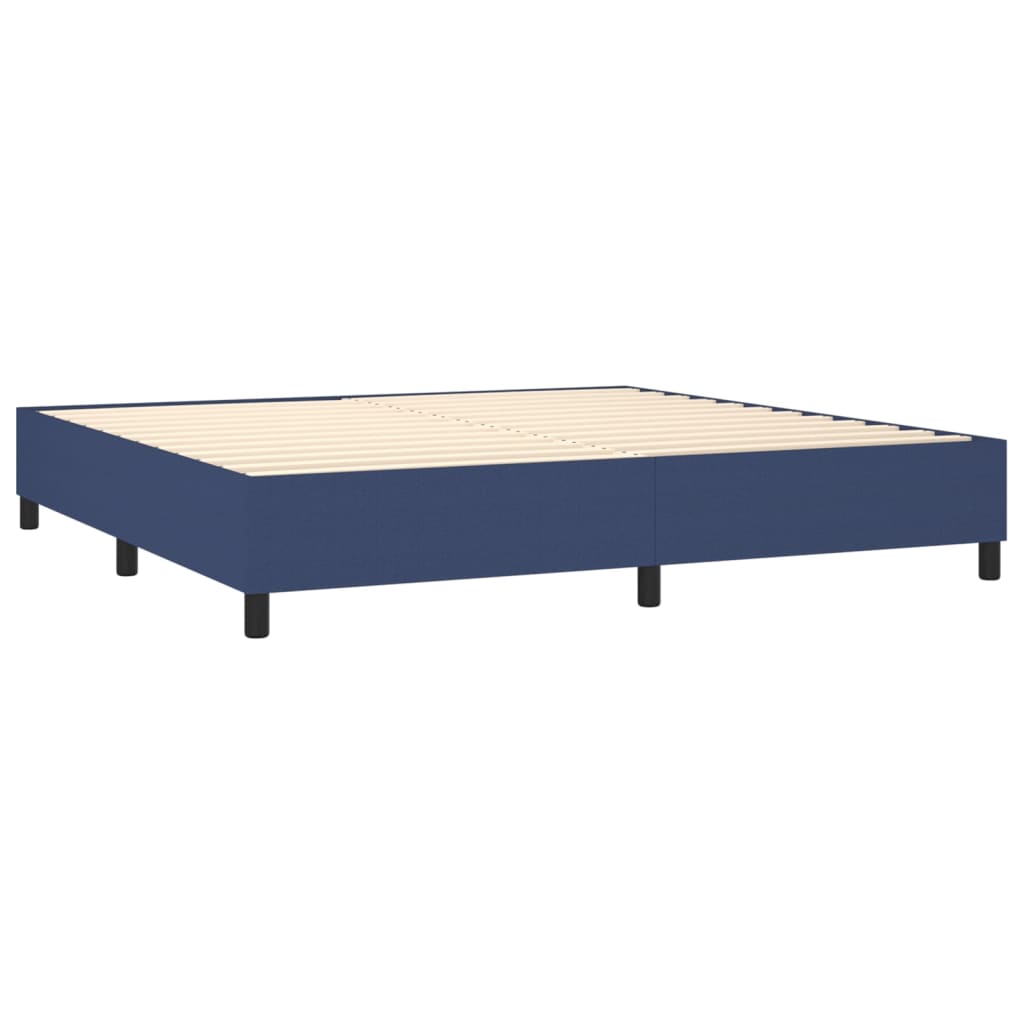 vidaXL Κρεβάτι Boxspring με Στρώμα & LED Μπλε 200x200 εκ. Υφασμάτινο