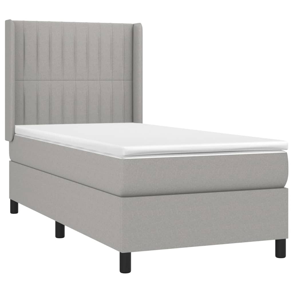 vidaXL Κρεβάτι Boxspring με Στρώμα & LED Αν.Γκρι 100x200εκ. Υφασμάτινο