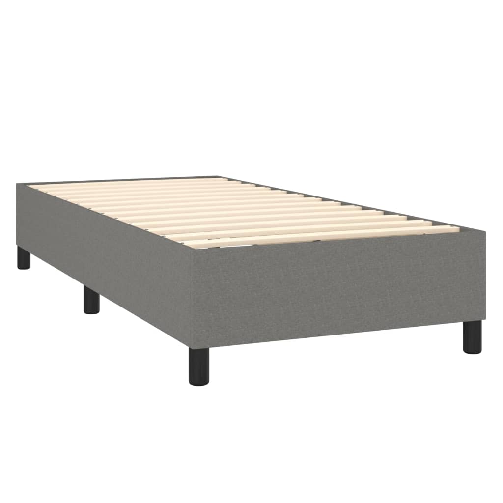 vidaXL Κρεβάτι Boxspring με Στρώμα & LED Σκ.Γκρι 100x200 εκ Υφασμάτινο