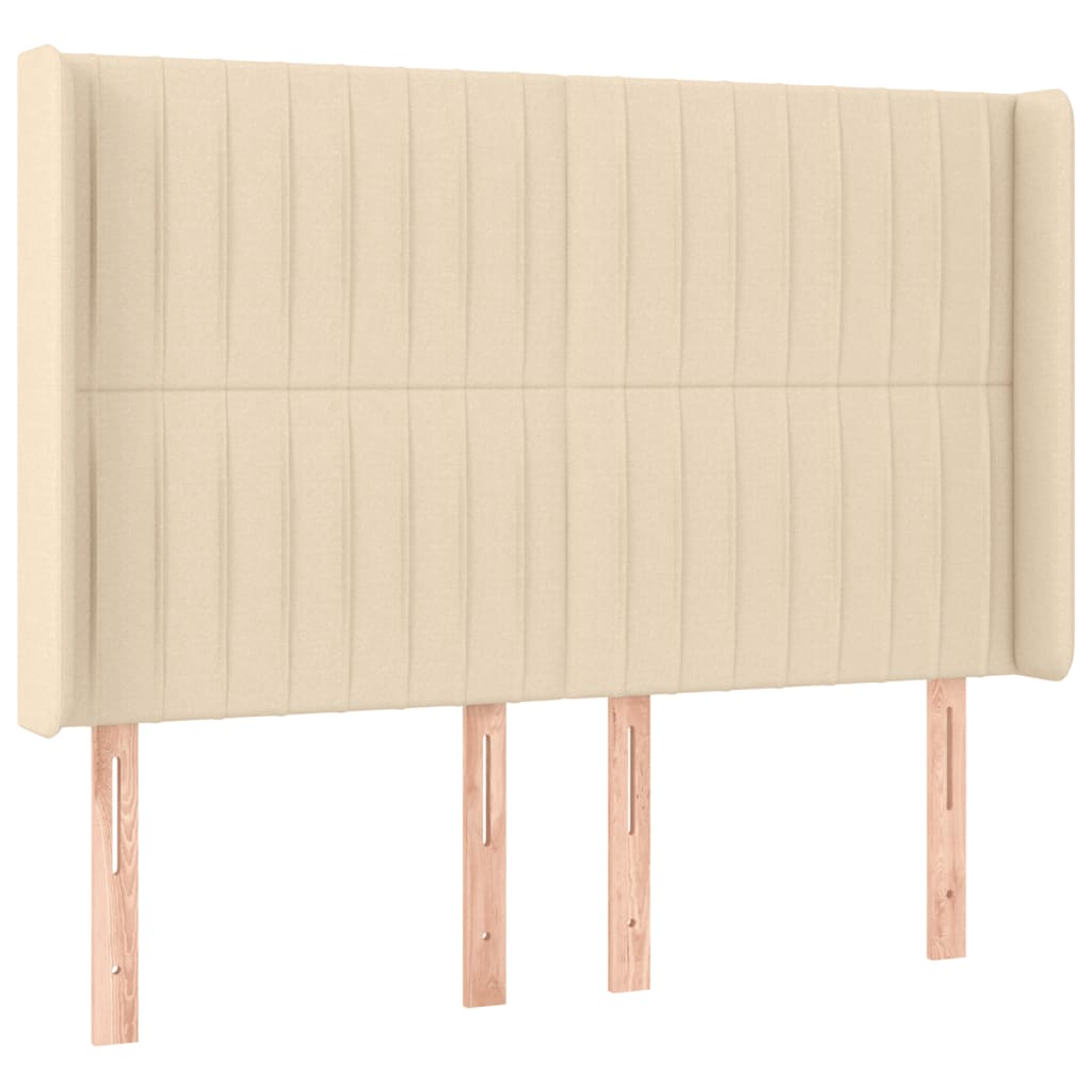 vidaXL Κρεβάτι Boxspring με Στρώμα & LED Κρεμ 140x200 εκ. Υφασμάτινο