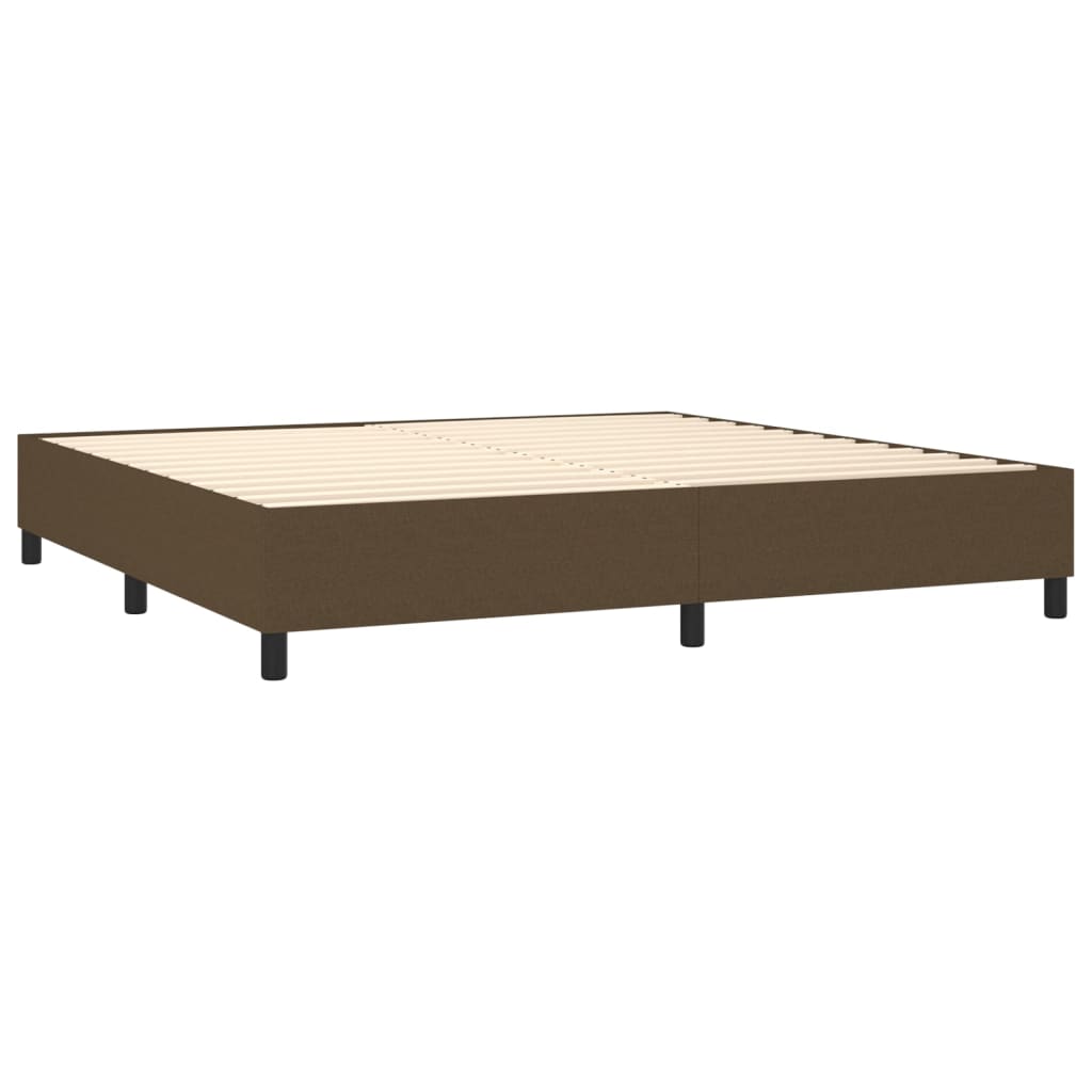 vidaXL Κρεβάτι Boxspring με Στρώμα & LED Σκ.Καφέ 200x200εκ. Υφασμάτινο