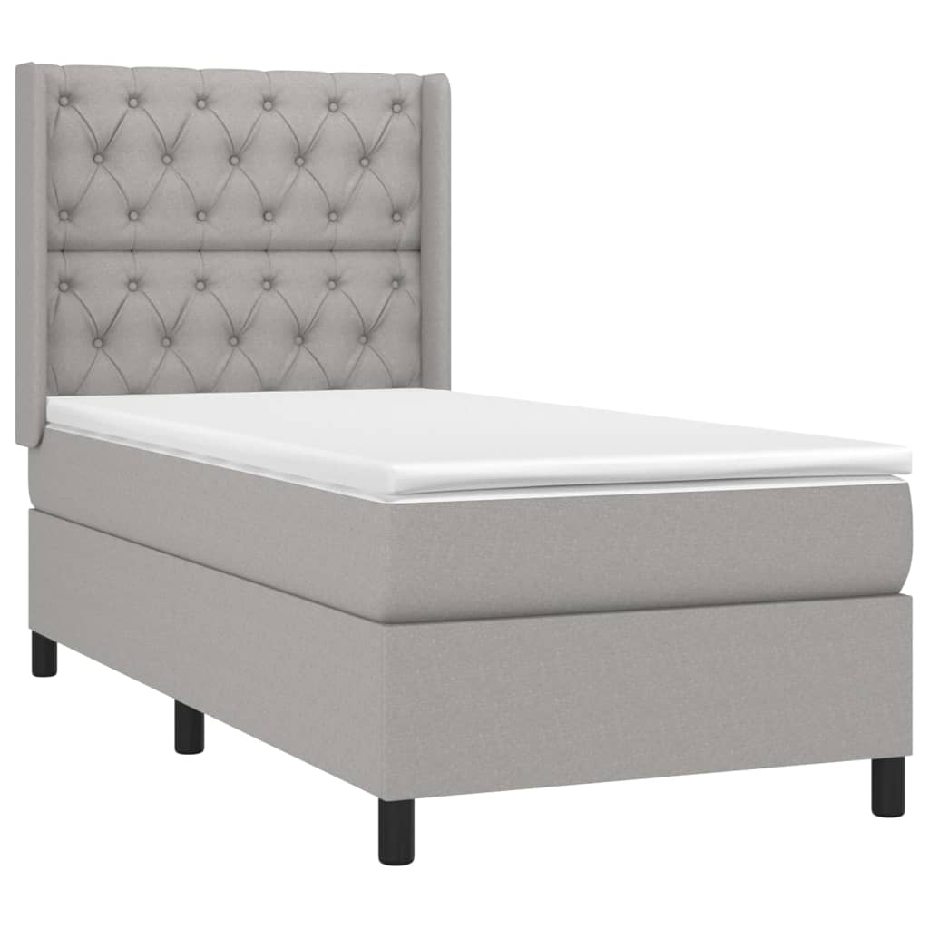 vidaXL Κρεβάτι Boxspring με Στρώμα & LED Αν.Γκρι 80x200 εκ. Υφασμάτινο