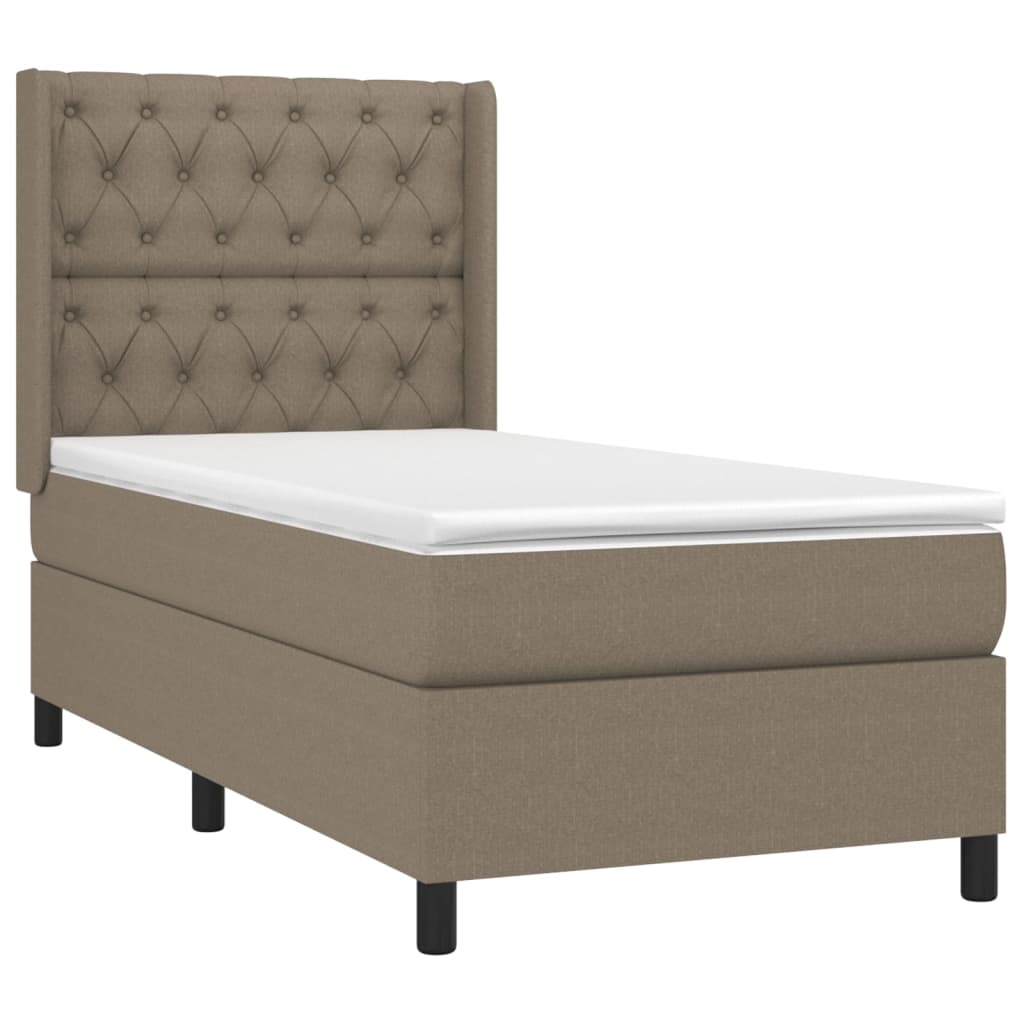 vidaXL Κρεβάτι Boxspring με Στρώμα & LED Taupe 80x200 εκ. Υφασμάτινο