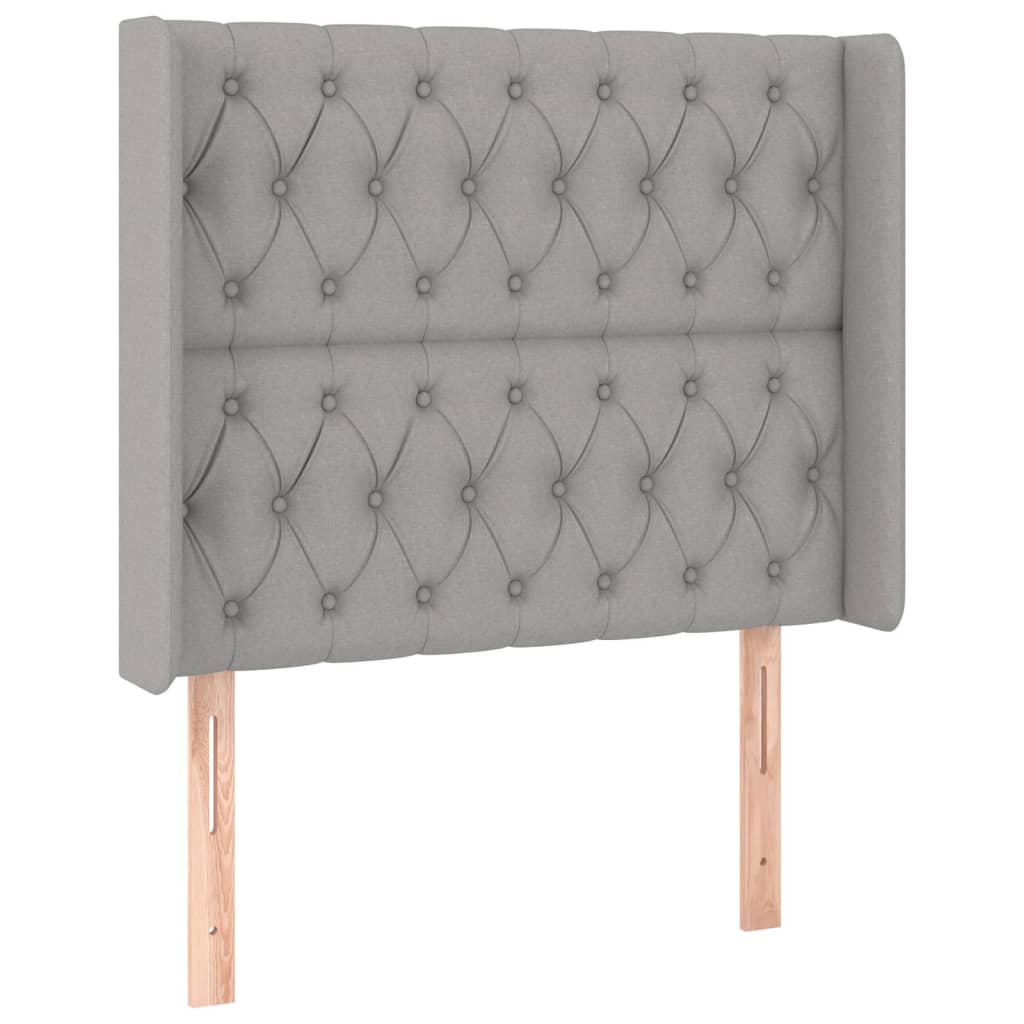 vidaXL Κρεβάτι Boxspring με Στρώμα & LED Αν.Γκρι 90x190 εκ. Υφασμάτινο