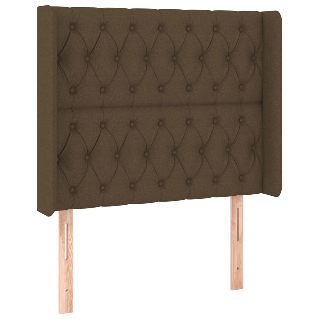 vidaXL Κρεβάτι Boxspring με Στρώμα & LED Σκ.Καφέ 90x200 εκ. Υφασμάτινο