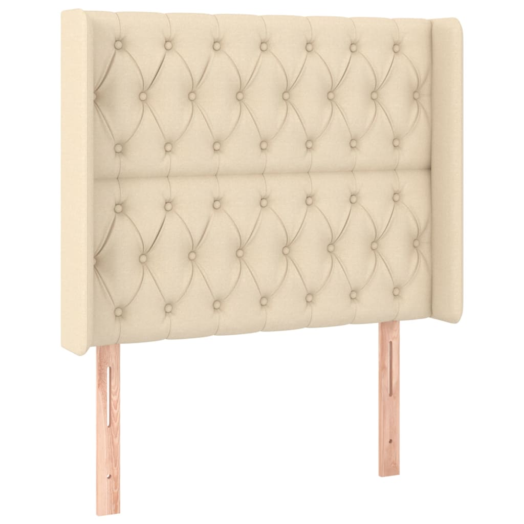 vidaXL Κρεβάτι Boxspring με Στρώμα & LED Κρεμ 90x200 εκ. Υφασμάτινο