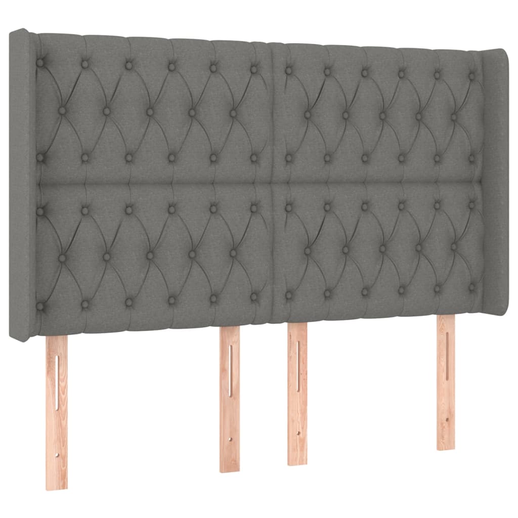 vidaXL Κρεβάτι Boxspring με Στρώμα & LED Σκ.Γκρι 140x200 εκ Υφασμάτινο