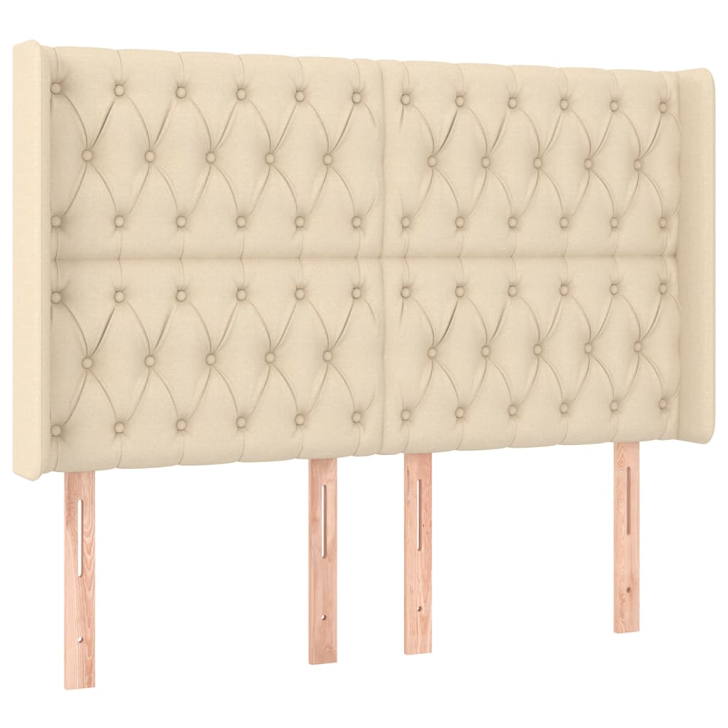 vidaXL Κρεβάτι Boxspring με Στρώμα & LED Κρεμ 140x200 εκ. Υφασμάτινο