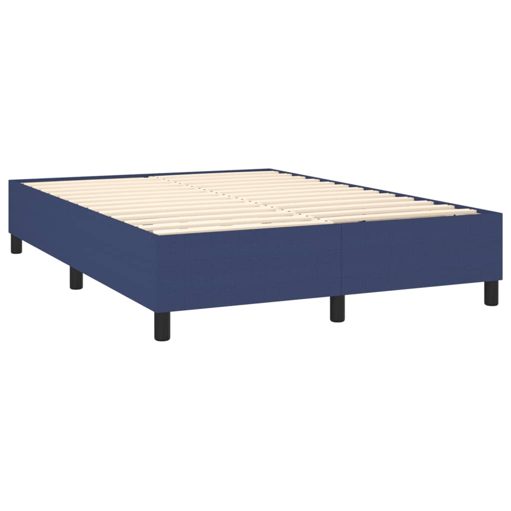 vidaXL Κρεβάτι Boxspring με Στρώμα & LED Μπλε 140x200 εκ. Υφασμάτινο