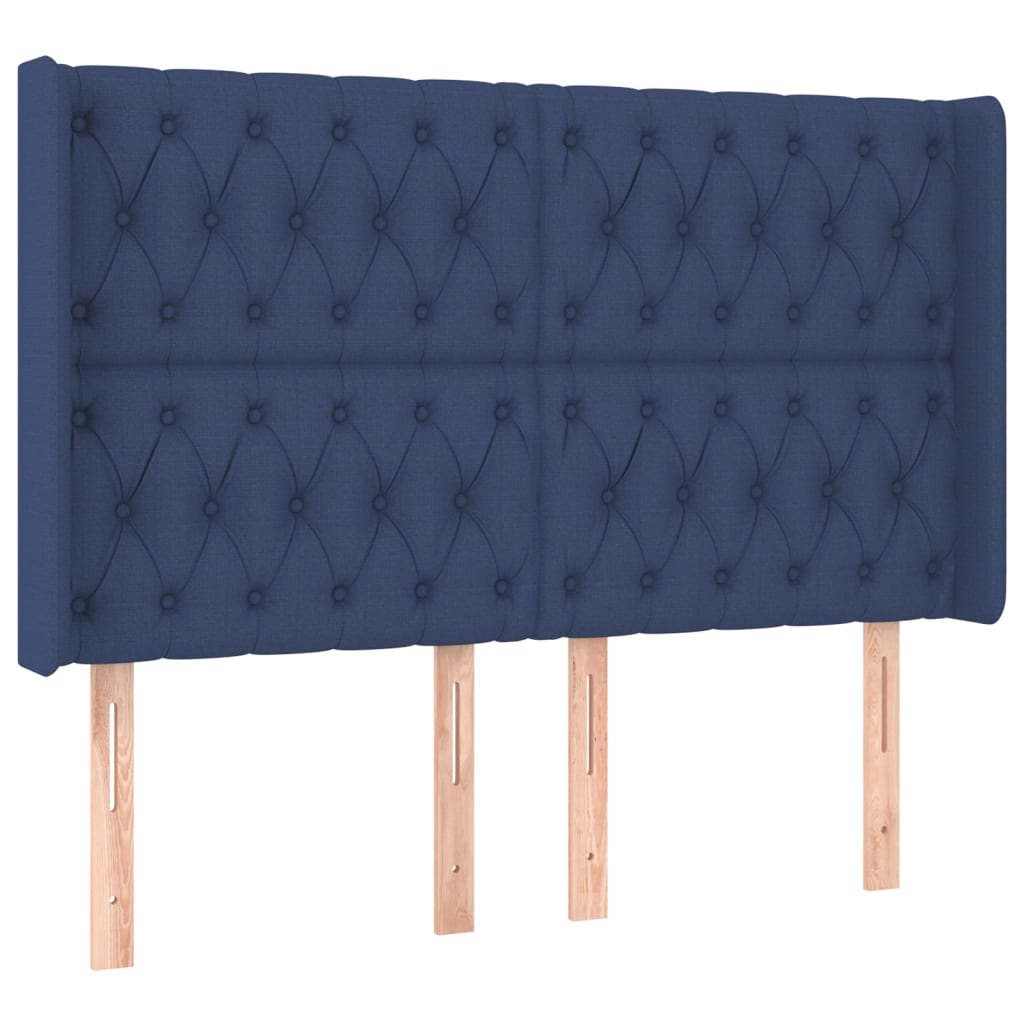 vidaXL Κρεβάτι Boxspring με Στρώμα & LED Μπλε 140x200 εκ. Υφασμάτινο