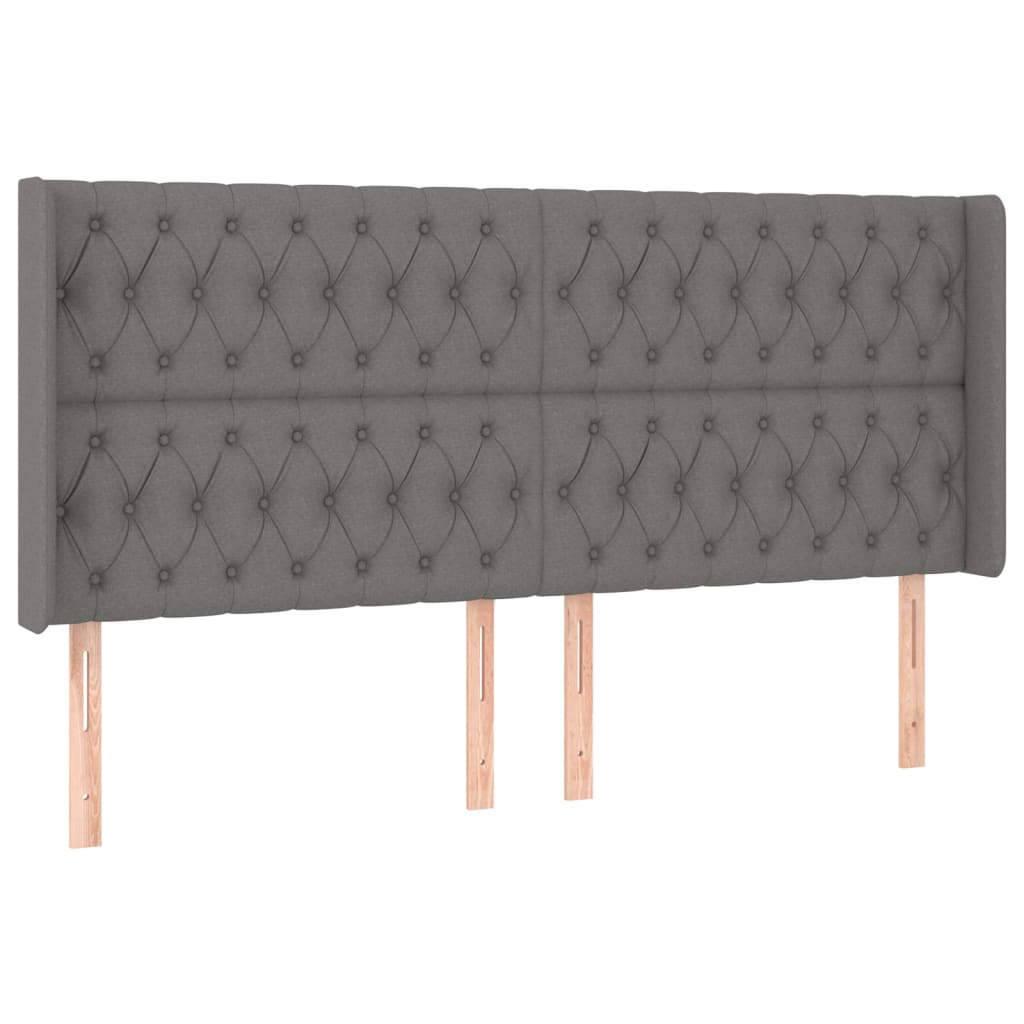vidaXL Κρεβάτι Boxspring με Στρώμα & LED Σκ.Γκρι 180x200 εκ Υφασμάτινο