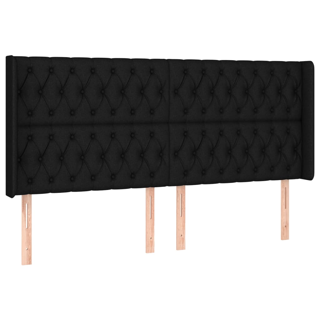 vidaXL Κρεβάτι Boxspring με Στρώμα & LED Μαύρο 180x200 εκ. Υφασμάτινο