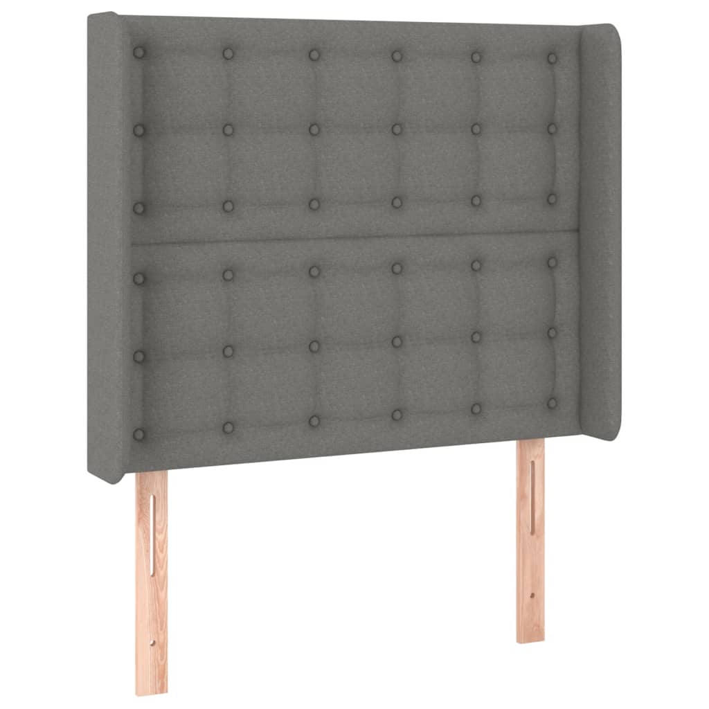 vidaXL Κρεβάτι Boxspring με Στρώμα & LED Σκ.Γκρι 80x200 εκ. Υφασμάτινο