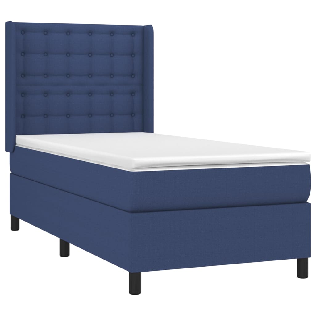 vidaXL Κρεβάτι Boxspring με Στρώμα & LED Μπλε 90x190 εκ. Υφασμάτινο