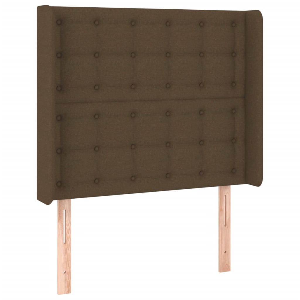 vidaXL Κρεβάτι Boxspring με Στρώμα & LED Σκ.Καφέ 90x200 εκ. Υφασμάτινο