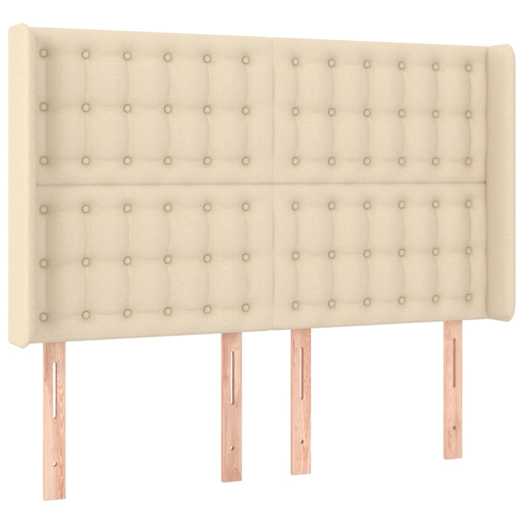 vidaXL Κρεβάτι Boxspring με Στρώμα & LED Κρεμ 140x190 εκ. Υφασμάτινο