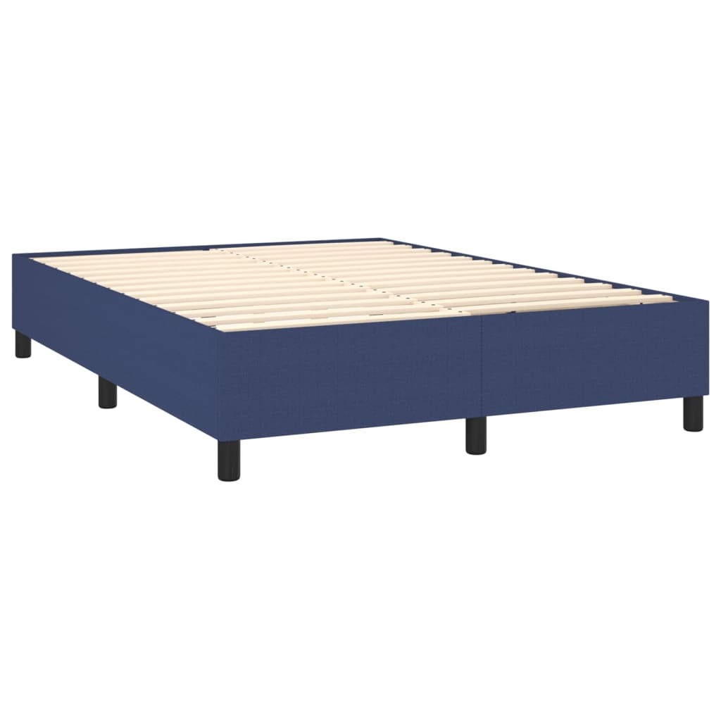 vidaXL Κρεβάτι Boxspring με Στρώμα & LED Μπλε 140x200 εκ. Υφασμάτινο