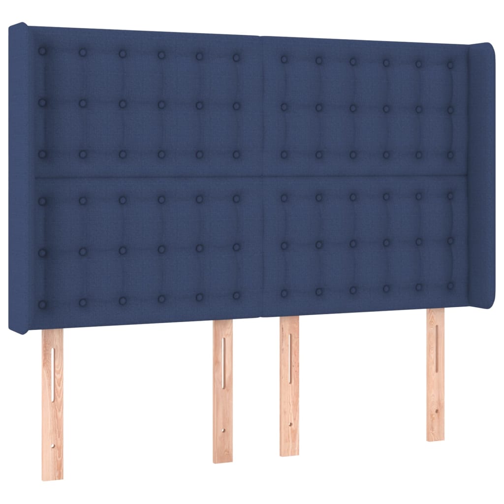 vidaXL Κρεβάτι Boxspring με Στρώμα & LED Μπλε 140x200 εκ. Υφασμάτινο