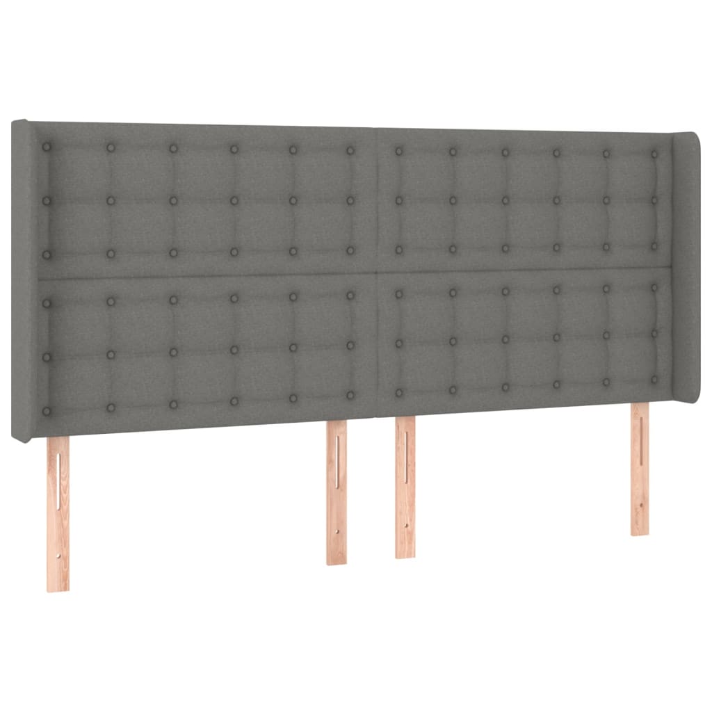 vidaXL Κρεβάτι Boxspring με Στρώμα & LED Σκ.Γκρι 180x200 εκ Υφασμάτινο
