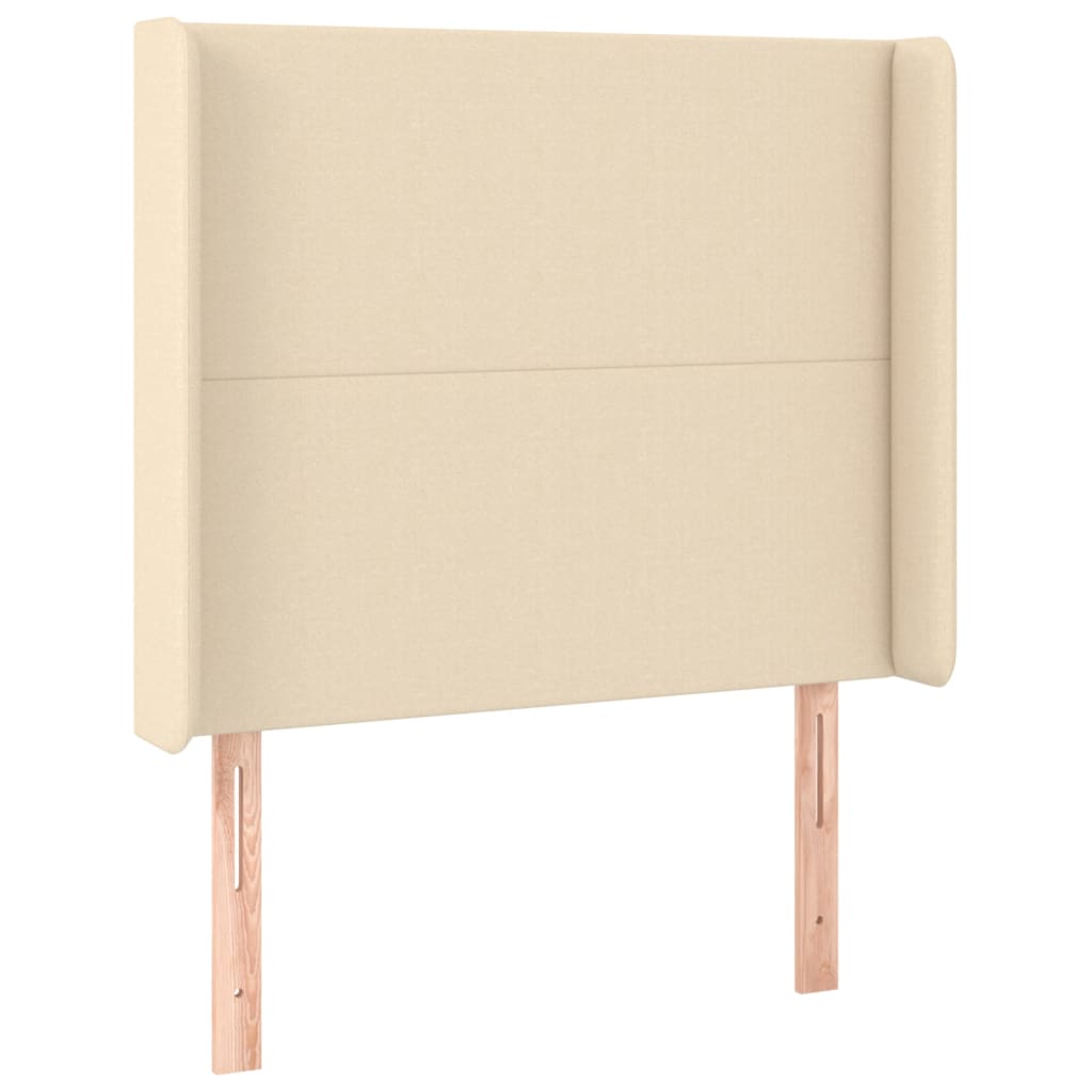 vidaXL Κρεβάτι Boxspring με Στρώμα & LED Κρεμ 90x190 εκ. Υφασμάτινο