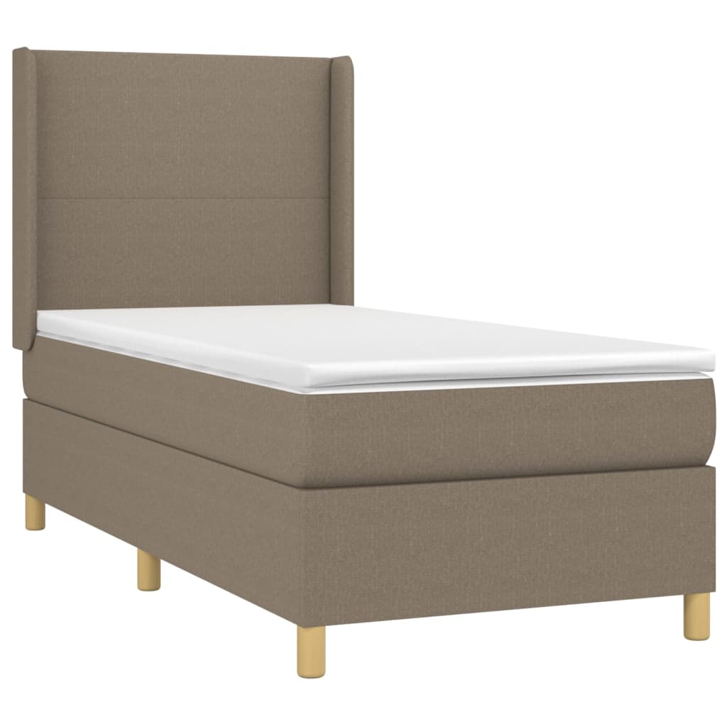 vidaXL Κρεβάτι Boxspring με Στρώμα & LED Taupe 100x200 εκ. Υφασμάτινο