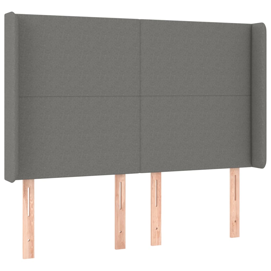 vidaXL Κρεβάτι Boxspring με Στρώμα & LED Σκ.Γκρι 140x190εκ. Υφασμάτινο