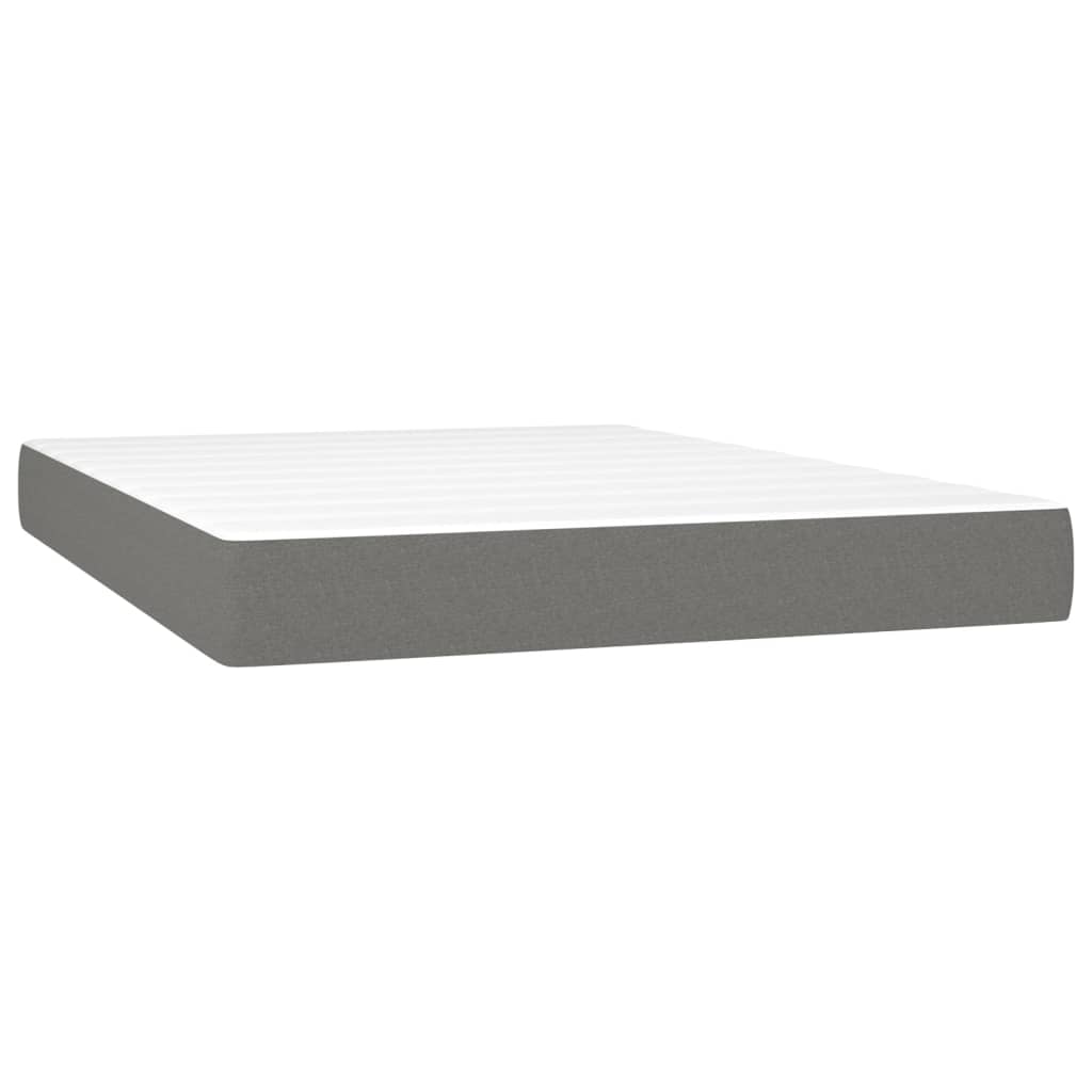 vidaXL Κρεβάτι Boxspring με Στρώμα & LED Σκ.Γκρι 140x200 εκ Υφασμάτινο