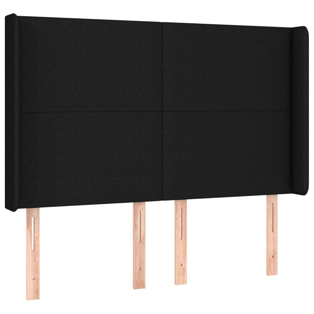 vidaXL Κρεβάτι Boxspring με Στρώμα & LED Μαύρο 140x200 εκ. Υφασμάτινο
