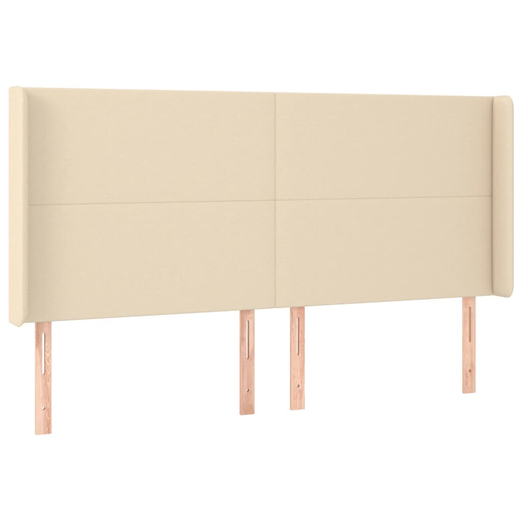 vidaXL Κρεβάτι Boxspring με Στρώμα & LED Κρεμ 160x200 εκ. Υφασμάτινο