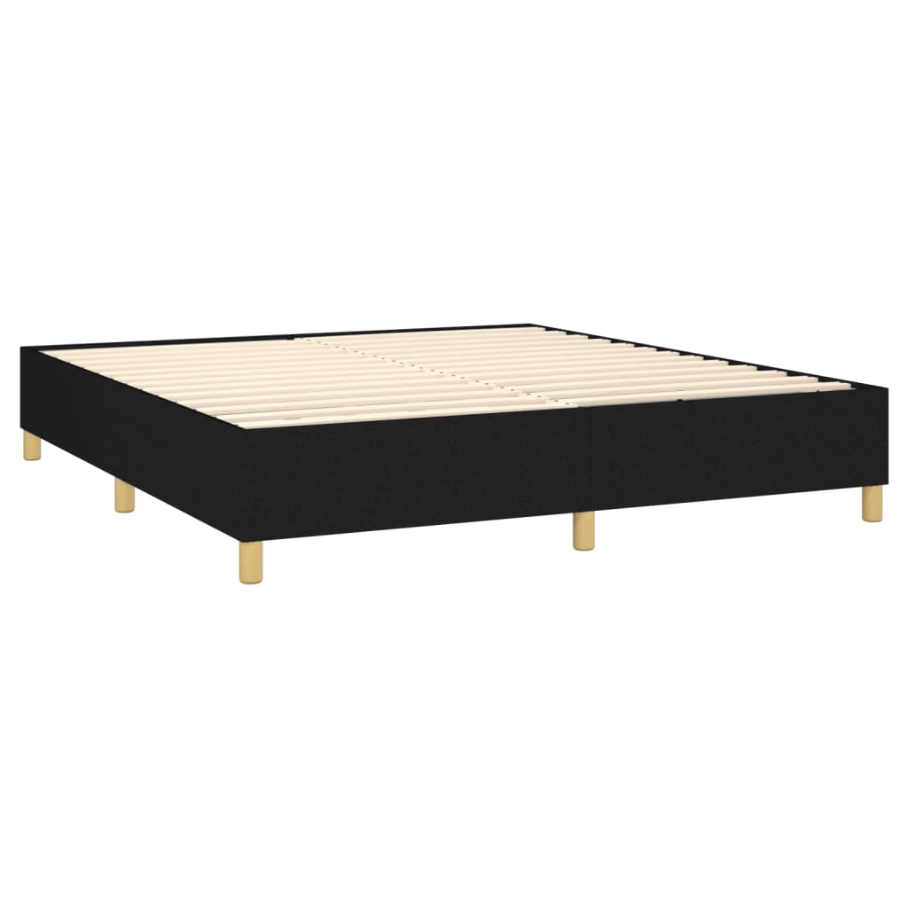 vidaXL Κρεβάτι Boxspring με Στρώμα & LED Μαύρο 180x200 εκ. Υφασμάτινο