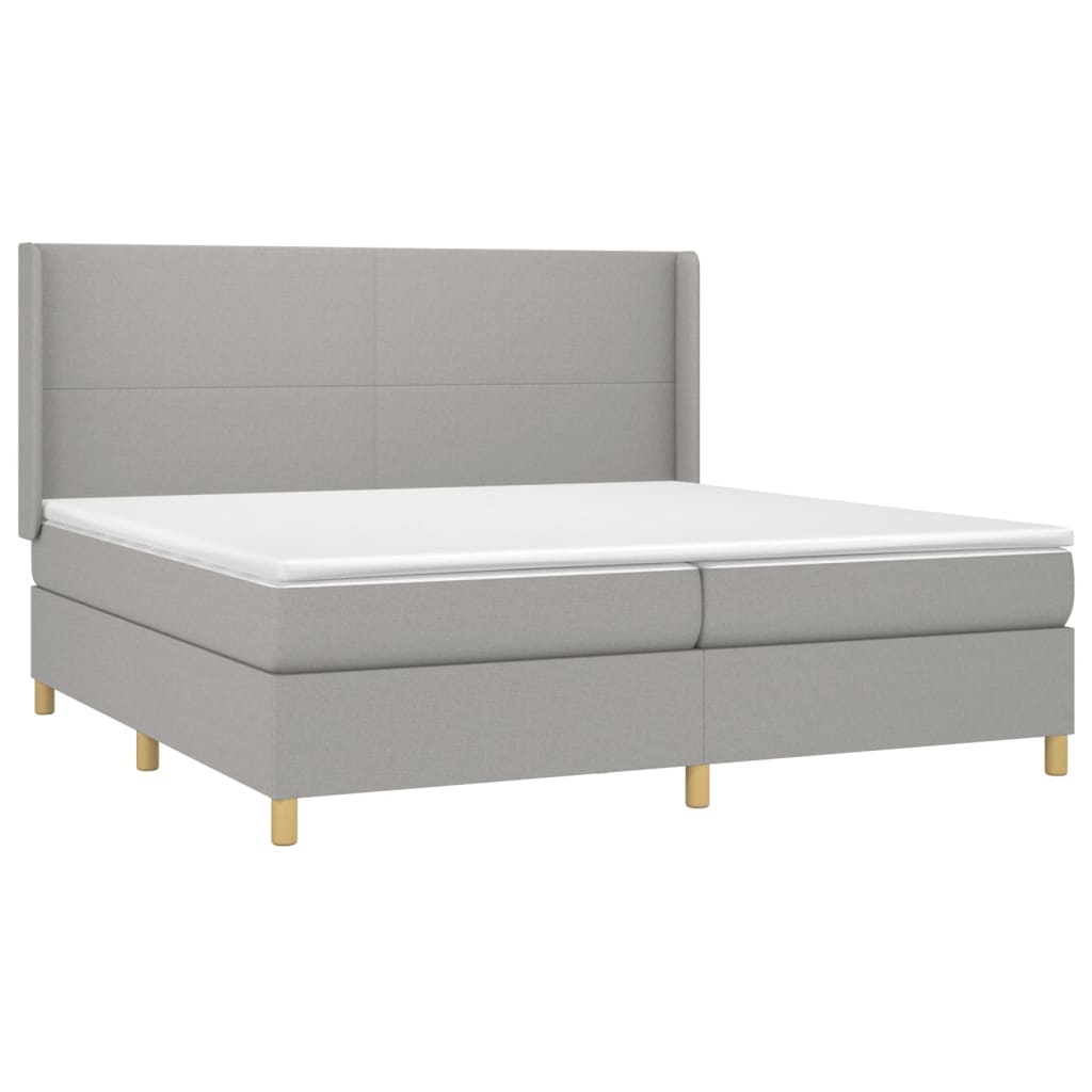 vidaXL Κρεβάτι Boxspring με Στρώμα & LED Αν.Γκρι 200x200εκ. Υφασμάτινο